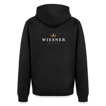 Wiesner Original Familienlogo - Unisex Premium Bio Zip Hoodie - Schwarz - Hinten - Nico (187cm)