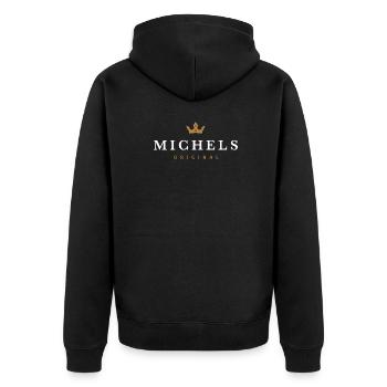 Michels Original Familienlogo - Unisex Premium Bio Zip Hoodie - Schwarz - Hinten - Nico (187cm)