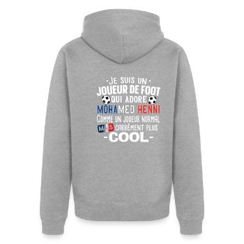 Mohamed Henni Football Foot Cadeau Homme T-shirt - Veste à capuche bio Premium Unisexe - gris chiné - Dos - Nico (187cm)