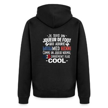 Mohamed Henni Football Foot Cadeau Homme T-shirt - Veste à capuche bio Premium Unisexe - noir - Dos - Nico (187cm)