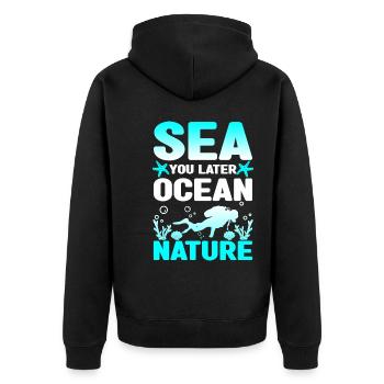 Meeresbiologie Delfin | Meeresbiologe Geschenkidee - Unisex Premium Bio Zip Hoodie - Schwarz - Hinten - Nico (187cm)