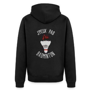 I can't I have Badminton - Unisex Premium Organic Zip Hoodie - black - Back - Nico (187cm)