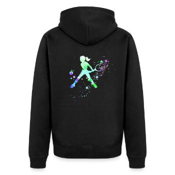 tennis,backhand,tennis player,girl,child - Unisex Premium Organic Zip Hoodie - black - Back - Nico (187cm)