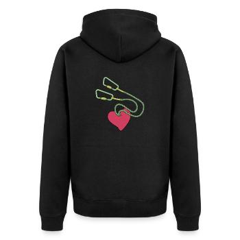 klettersteiger via ferrata klettersteig - Unisex Premium Bio Zip Hoodie - Schwarz - Hinten - Nico (187cm)