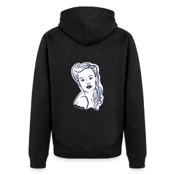 40er Jahre / Frau Porträt / Frauenpower / minavi - Unisex Premium Bio Zip Hoodie - Schwarz - Hinten - Nico (187cm)