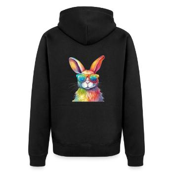 Lapin coloré cool avec des lunettes de soleil lapin - Veste à capuche bio Premium Unisexe - noir - Dos - Nico (187cm)