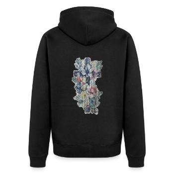 Kreuz Cross christlich - Unisex Premium Bio Zip Hoodie - Schwarz - Hinten - Nico (187cm)