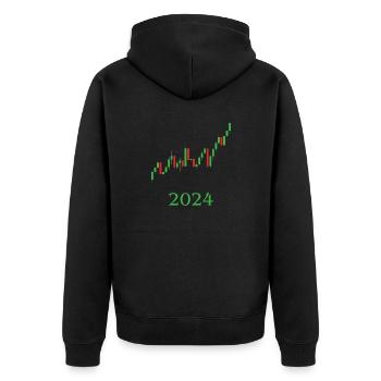 2024 Market Shirt - Unisex Premium Organic Zip Hoodie - black - Back - Nico (187cm)