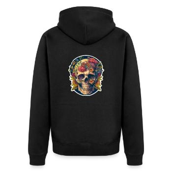 Human Skull & Flowers 24 - Unisex Premium Organic Zip Hoodie - black - Back - Nico (187cm)