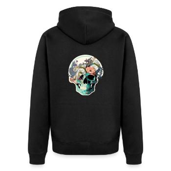 Human Skull and Flowers 34 - Unisex Premium Organic Zip Hoodie - black - Back - Nico (187cm)