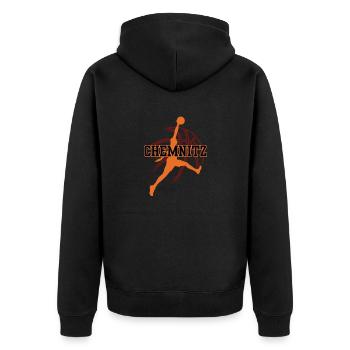 Chemnitz, my city! - Unisex Premium Organic Zip Hoodie - black - Back - Nico (187cm)