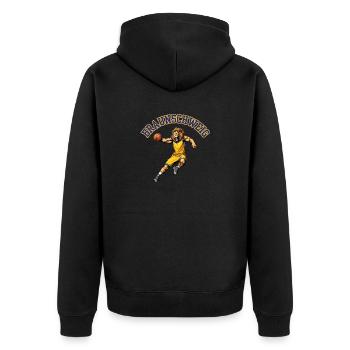 Braunschweig, meine Stadt! - Unisex Premium Bio Zip Hoodie - Schwarz - Hinten - Nico (187cm)