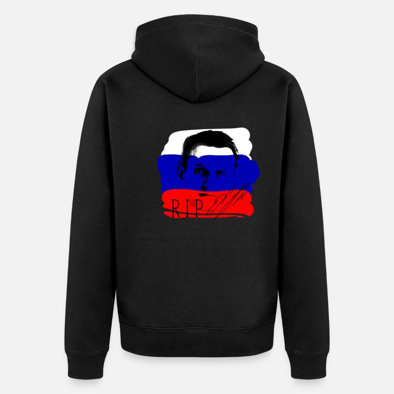 Navalny,héros, Russie, déchirure, drapeau - Veste à capuche bio Premium Unisexe - noir