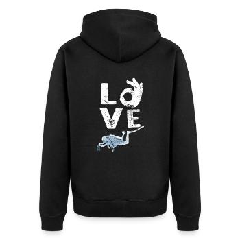 Ich mag es, mit einem Taucher zu tauchen - Unisex Premium Bio Zip Hoodie - Schwarz - Hinten - Nico (187cm)