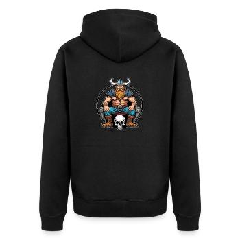 Vikings with Skull - Unisex Premium Organic Zip Hoodie - black - Back - Nico (187cm)