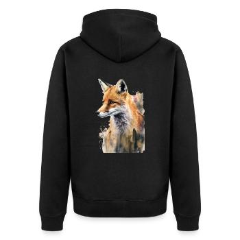 Fox Portrait Watercolors - Unisex Premium Organic Zip Hoodie - black - Back - Nico (187cm)