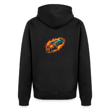 Turbo atomic - Unisex Premium Organic Zip Hoodie - black - Back - Nico (187cm)