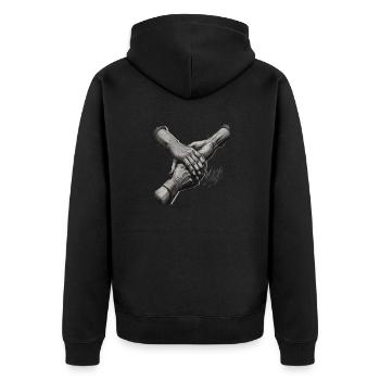 Holding hands - Unisex Premium Organic Zip Hoodie - black - Back - Nico (187cm)