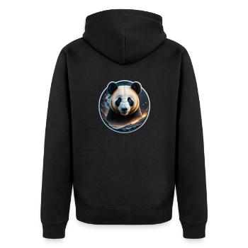Panda - Unisex Premium Bio Zip Hoodie - Schwarz - Hinten - Nico (187cm)
