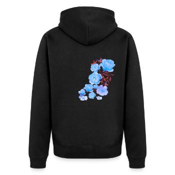 Blaue Rosen, Rosen, blaue Rose, Blumen - Unisex Premium Bio Zip Hoodie - Schwarz - Hinten - Nico (187cm)