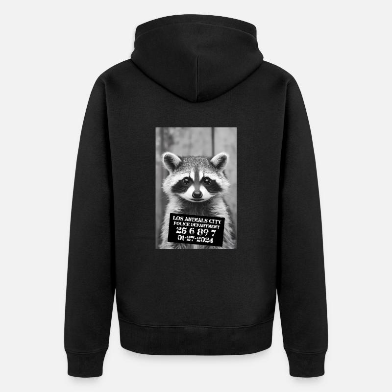 Drôle de raton laveur Mugshot - Veste à capuche bio Premium Unisexe - noir