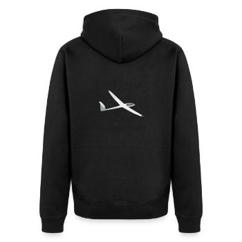 thermik ist das zauberwort - Unisex Premium Bio Zip Hoodie - Schwarz - Hinten - Nico (187cm)