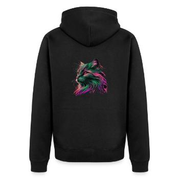 Katze miaw Liebe, Katzenliebhaber, miaw, miauen - Unisex Premium Bio Zip Hoodie - Schwarz - Hinten - Nico (187cm)