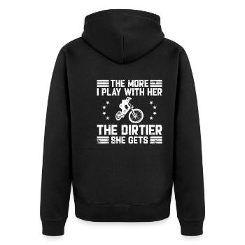 Motocross Funny Saying Dentist Bill Dirtbike - Unisex Premium Bio Zip Hoodie - Schwarz - Hinten - Nico (187cm)