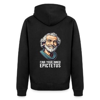 Epictetus Epiktet Stoizismus Philosoph Stoiker - Unisex Premium Bio Zip Hoodie - Schwarz - Hinten - Nico (187cm)