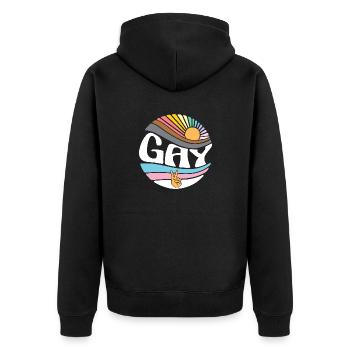 Groovy LGBT Rights Pride - Vintage Gay Lesbian - Unisex Premium Organic Zip Hoodie - black - Back - Nico (187cm)
