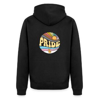 Vintage Gay Lesbian Pride Month - Groovy LGBT - Unisex Premium Organic Zip Hoodie - black - Back - Nico (187cm)
