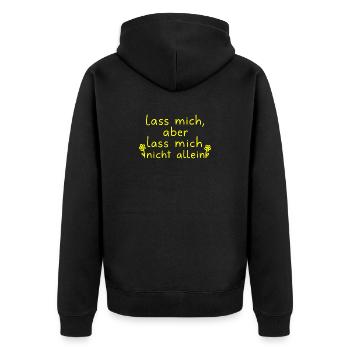Leave me, but don't leave me alone neon yellow - Unisex Premium Organic Zip Hoodie - black - Back - Nico (187cm)