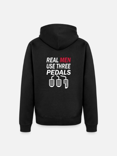 Real Men Three Pedals - Unisex Premium Bio Zip Hoodie - Schwarz