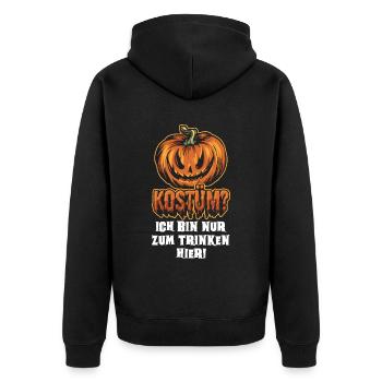 Halloween Kürbis | Halloween Kostüm Spruch - Unisex Premium Bio Zip Hoodie - Schwarz - Hinten - Nico (187cm)