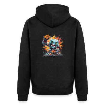 Spraydosen Kreatur originelle urbane Graffiti Mode - Unisex Premium Bio Zip Hoodie - Schwarz - Hinten - Nico (187cm)