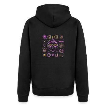 Blick in die Zukunft abstrakte Hellseher Mode - Unisex Premium Bio Zip Hoodie - Schwarz - Hinten - Nico (187cm)