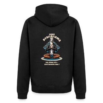 Lustige Lama - Unisex Premium Bio Zip Hoodie - Schwarz - Hinten - Nico (187cm)