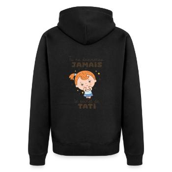 annonce grossesse enceinte secret tata tati tante - Veste à capuche bio Premium Unisexe - noir - Dos - Nico (187cm)