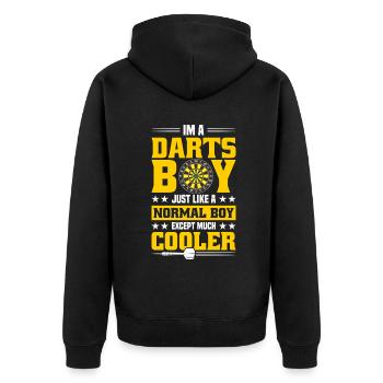Dart Dartspieler Dartspiel Herren - Unisex Premium Bio Zip Hoodie - Schwarz - Hinten - Nico (187cm)