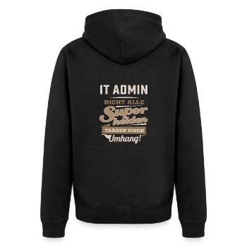 Superhelden in Sepia - IT Admin - RAHMENLOS Beruf - Unisex Premium Bio Zip Hoodie - Schwarz - Hinten - Nico (187cm)