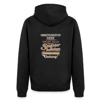 Superhelden in Sepia - Industriemeister Chemie - - Unisex Premium Bio Zip Hoodie - Schwarz - Hinten - Nico (187cm)