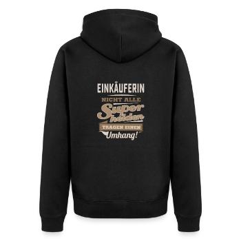 Superhelden in Sepia - Einkäuferin - RAHMENLOS - Unisex Premium Bio Zip Hoodie - Schwarz - Hinten - Nico (187cm)