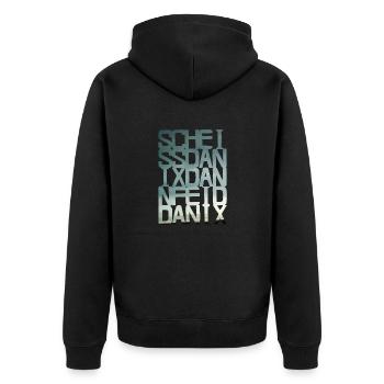 scheiss da nix - blue - Unisex Premium Bio Zip Hoodie - Schwarz - Hinten - Nico (187cm)