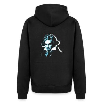 Beethoven Goes Pop Art - Black Shirts - Unisex Premium Bio Zip Hoodie - Schwarz - Hinten - Nico (187cm)