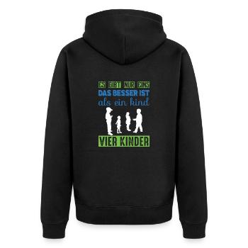 Vier Kinder - Unisex Premium Bio Zip Hoodie - Schwarz - Hinten - Nico (187cm)