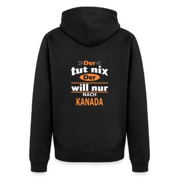 KANADA - Unisex Premium Bio Zip Hoodie - Schwarz - Hinten - Nico (187cm)