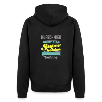 NEON Design für Superhelden - Hufschmied - Gesch - Unisex Premium Bio Zip Hoodie - Schwarz - Hinten - Nico (187cm)