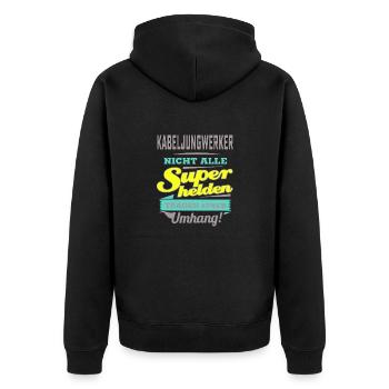 NEON Design für Superhelden - Kabeljungwerker - - Unisex Premium Bio Zip Hoodie - Schwarz - Hinten - Nico (187cm)