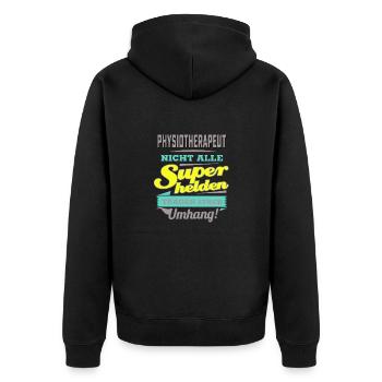 NEON Design für Superhelden - Physiotherapeut - - Unisex Premium Bio Zip Hoodie - Schwarz - Hinten - Nico (187cm)