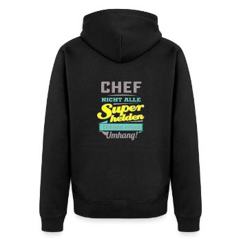 NEON Design für Superhelden - Chef - Geschenk - Unisex Premium Bio Zip Hoodie - Schwarz - Hinten - Nico (187cm)